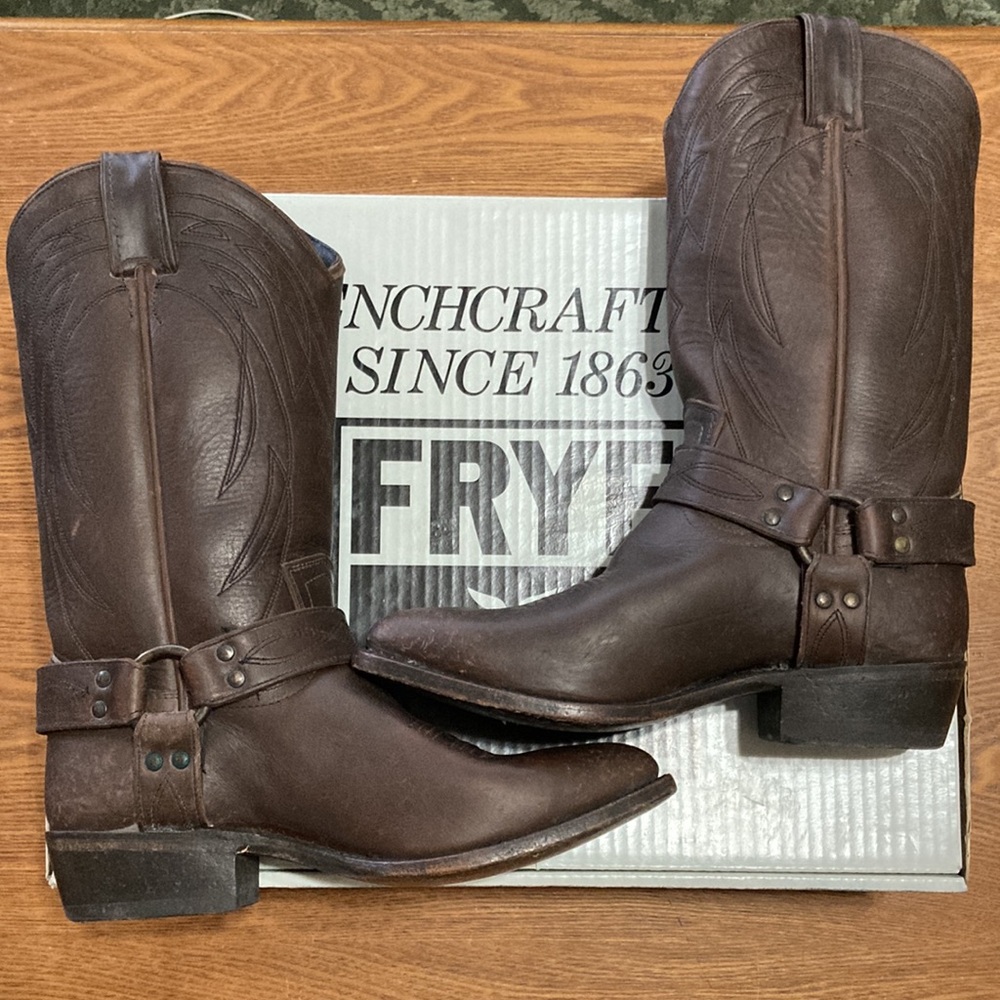 Frye Women’s Benchcrafted Billy Harness Espresso Leather Boots (8.5) Regular - Picture 3 of 12